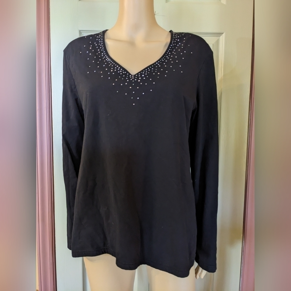 Faded Glory stretch perfect fit extra large black long sleeve shirt, T3W
